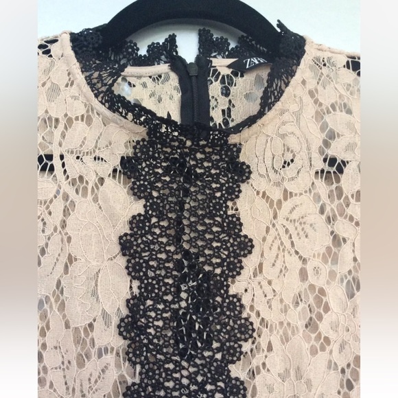 ZARA NEW WOMAN SS19 BEIGE-PINK CONTRAST LACE TOP REF:2157/035 XS - Picture 8 of 10